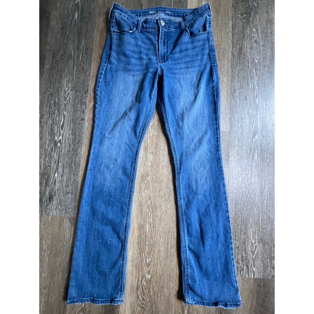 Old Navy Wow‎ Boot-Cut Jeans Women 10 Blue Mid-Rise Stretch Denim Flare 2617